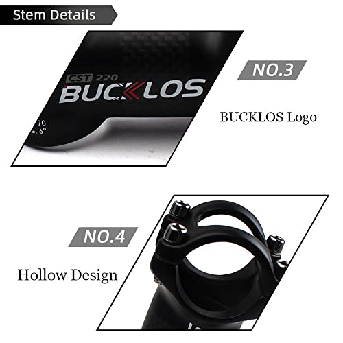 Bucklos 823 Road Bike Stem 31.8 60Mm 70Mm 80Mm 90Mm 100Mm 110Mm 120Mm 6 17 Degree - 3K Carbon Fiber + Aluminum Road Mountain Bike Stem Superlight Strengthen thumb #5