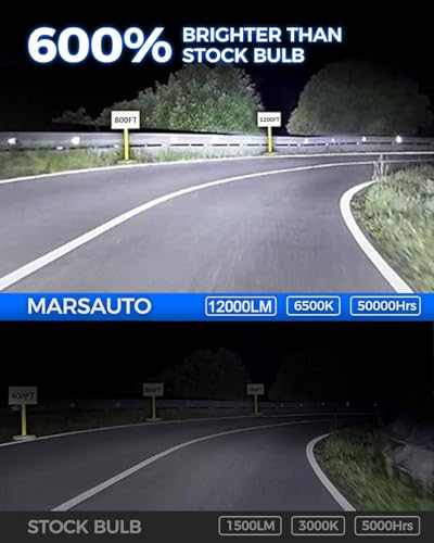 Image of Marsauto H3 Led Bulb Fog Light Bulbs, 600% High Bright H3ll Fog Lights Led, 6500K White Strong Penetration,1:1 Mini Szie Plug & Play H3 Fog Bulb for Car, Truck, SUV, Side Marker & Parking Light Combos