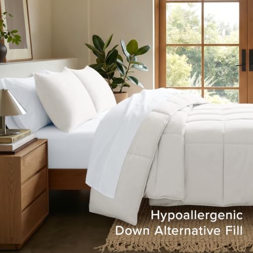 Image of Bare Home Queen Comforter Set - 1800 Ultra Soft (Queen, Antique White)