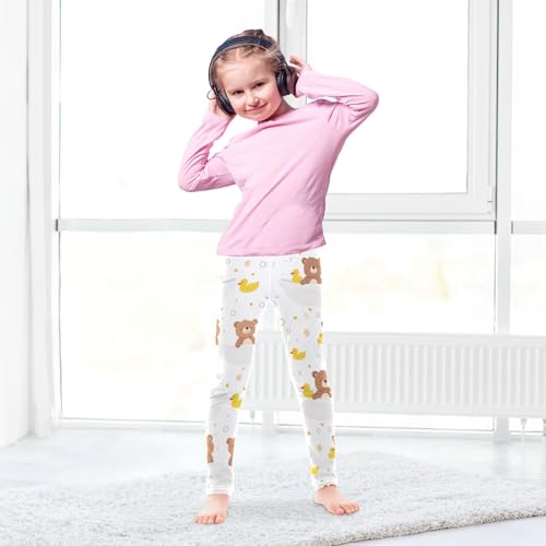 Cute Brown Bears Girls' Leggings Toddler Doodles Ducks Kids Yoga Pants Dance Active Tights 4T4