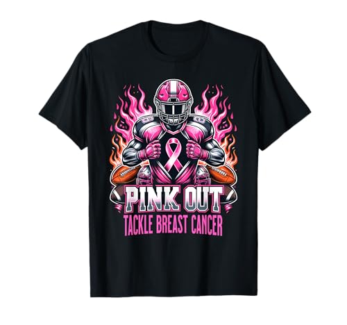 Pink Out Tackle Breast Cancer Awareness American Football T-Shirt