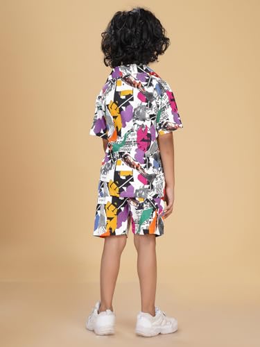 Image of Ninos Dreams Boys Cotton Rayon Coord Set with shorts /Holiday Shirt & Shorts