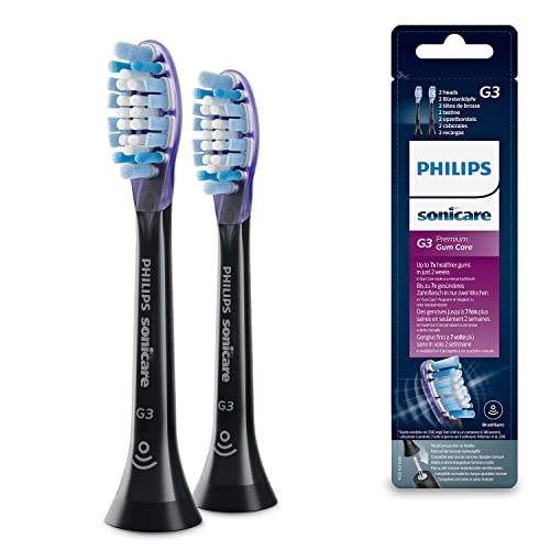 Philips Genuine Sonicare Premium Gum Care Replacement Brush Heads, 2 Pack, Black - HX9052/33