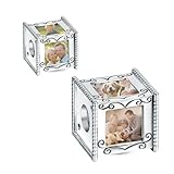 LaMenars Cuadrado MúLtiples Charms De La Foto Charm De La Imagen Personalizada 925 Plata Esterlina Cuentas De Ajuste De La Mujer Pulsera Collar Regalo Para Las Mujeres