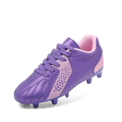 DREAM PAIRS Girls Hz19006k Soccer Football Cleats Shoes Purple Pink Size 1 M US Little Kid