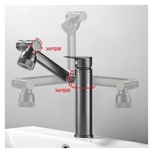Grifo de fregadero giratorio blanco con chorro y ducha para agua fría y caliente 3