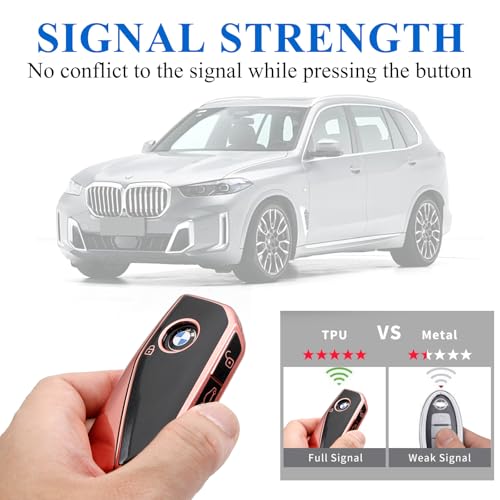 Image of Creativity For BMW X5 Key cover and Key chain accessories (Pink set) | Advanced soft TPU key Case Suitable for BMW 2023-2026 New 5 7 Series iX XM IX3 i7 X1 X5 X6 X7 key