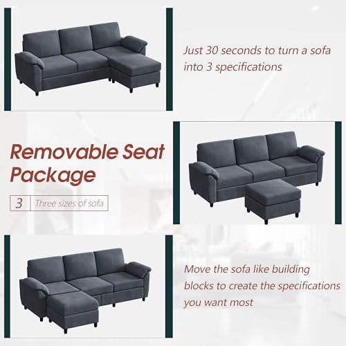 Vongrasig VG-US55-DG-1 79 Inch Convertible Sectional Sofa Couch thumb #7