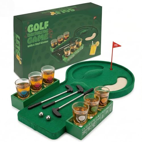 Jeu à boire de golf mini jeu de bar adulte avec verres à shot et tapis 40 cm