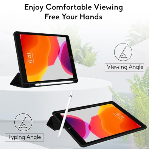 Image of Robustrion Cover for iPad 9th Generation with Pencil Holder / 8th / 7th Generation 10.2 inch Hybrid Flip Stand Cover Case - Black