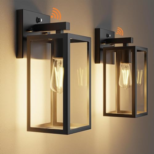 Image of Dusk to Dawn Porch Outdoor Light, 2 Pack Wall Light Fixtures Waterproof Exterior Wall Sconce Light Fixture with E26 Base for Patio Entryway Hallway (Bulb not Included)