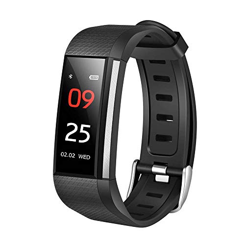 Fitness Tracker,Waterproof Activity Tracker Heart Rate Blood Pressure Blood Oxygen Monitor,Smart Wristband Calorie Counter Watches Pedometer Bluetooth Bracelet Black-A
