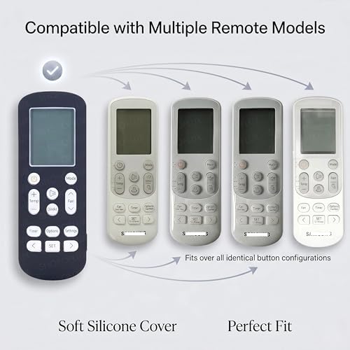 Image of SHOPOFLUX Silicone AC Remote Cover Compatible with Samsung AC Remote Full Wrap Protective Case with Lanyard [Remote NOT Included] (Black)