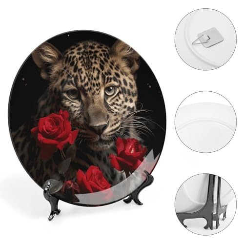 Plato decorativo Rose Leopard de cerámica 6 pulgadas miniatura 4