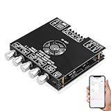 Bluetooth 5.1 Audio Amplifier Board, ZK-AS21 2.1 CH 220W x 2 + 350W HiFi Subwoofer Power Amp Mini Digital Audio Amp Module for Home Speakers(30-220W, 3-8Ohms), DC 16-38V, BT USB AUX Input