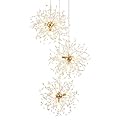 TELAFLY Crystal Firework Chandeliers,Modern Dandelion Starburst Ceiling Hanging Pendant Lighting Fixtures for Dining Room Bedroom Kitchen Living Room (8-Light)
