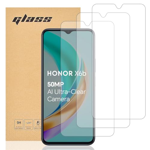 Totill Protector de pantalla de vidrio templado para Honor X6B, [paquete de 3] [Fácil instalación] [Compatible con fundas] [claridad cristalina] Cómodo borde redondo, a prueba de golpes, a prueba de