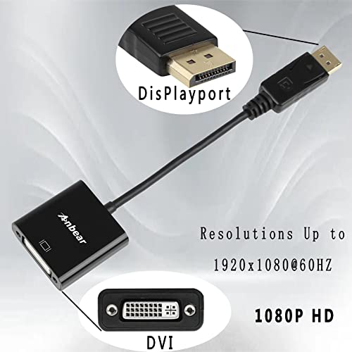 Anbear DisplayPort to DVI Adapter, Display Port to DVI-D Adapter (Male to Female) Compatible with Computer,Desktop,Laptop,PC - Thumbnail 2