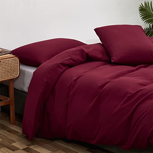 Karever Burgundy Comforter Set Queen Size Dark Red Bedding Set Pure Burgundy Bedding Soft Durable Quilt Set Kids Teens Adult Lightweight Plain Burgundy Blanket Breathable Dark Red Bed Comforter Set #TOP4
