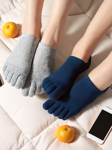 Image of Bencailor Women Toe Socks Cotton No Show Sock | 6 /12 Pairs Low-cut Socks with Toes Separated, Soft Breathable Cotton, Ankle Five-finger Sock for Running Athletic Daily Wear