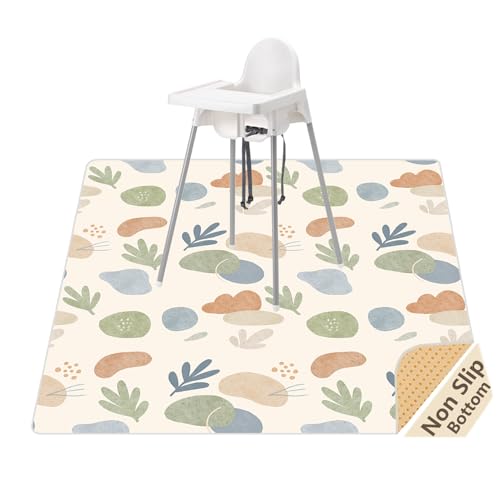 Image of Splat Mat for Under High Chair, Waterproof Washable High Chair Floor Mat | 51 inchx51 inch Reusable Splash Mat, Non-slip Backing, Wipeable Floor Protector and Food Mat for Baby Meals, BLW, Crafts, Play