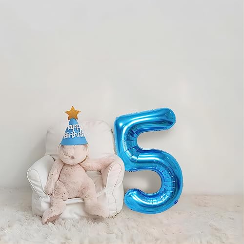 Image of Blue 40 Inch Number 5 Balloon, Mylar Foil Balloon for Birthdays, Anniversaries, Graduation, Party Decoration
