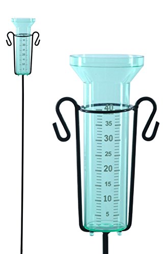 Muddy Hands Plastic Rain Gauge with Holder - Outdoor Garden Ground Weather Rainfall Water Level Measuring Metre