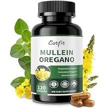 Mullein Oregano Oil Capsules for Lungs Detox-7 in 1Pure Herbal Mullein Leaf Extract, Elderberry, Turmeric,Mentha for Respiratory & Immune Support, Lung Cleanse for Smokers,Vegan,Non-GMO 120 Caps