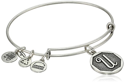Alex and Ani Rafaelian Silver-Tone Initial "U" Expandable Wire Bangle Bracelet, 2.5"