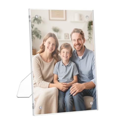 Szaboviktoria Cornici Magnetiche 13 x 18 cm, Trasparenti e Senza Cornice, Adatte per Foto da 7 Pollici, Con Supporto, Supportano il Posizionamento Orizzontale o Verticale