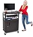 Line Leader Plastic AV Cart with Keyboard Tray and Locking Metal Cabinet, Heavy Duty Mobile Workstation with 4 Rolling Casters, 2 Locking Brakes, Heavy Duty, Holds up to 100 lbs (34 Inch w Cabinet)
