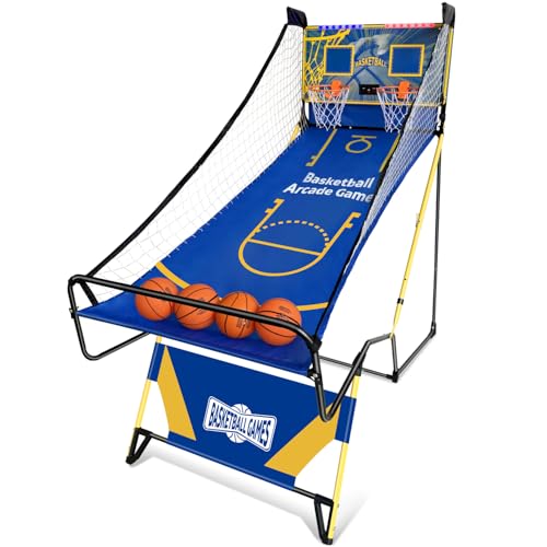 Lieetoun Arcade Basketball Game,Foldable Indoor Dual Basketball LED Scoring System