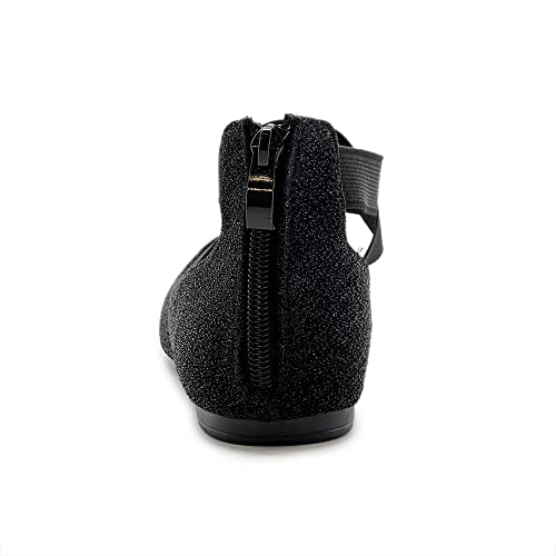 Ollio Women's Glitter Elastic Ankle Strap Pointed Toe Ballet Flats F1894