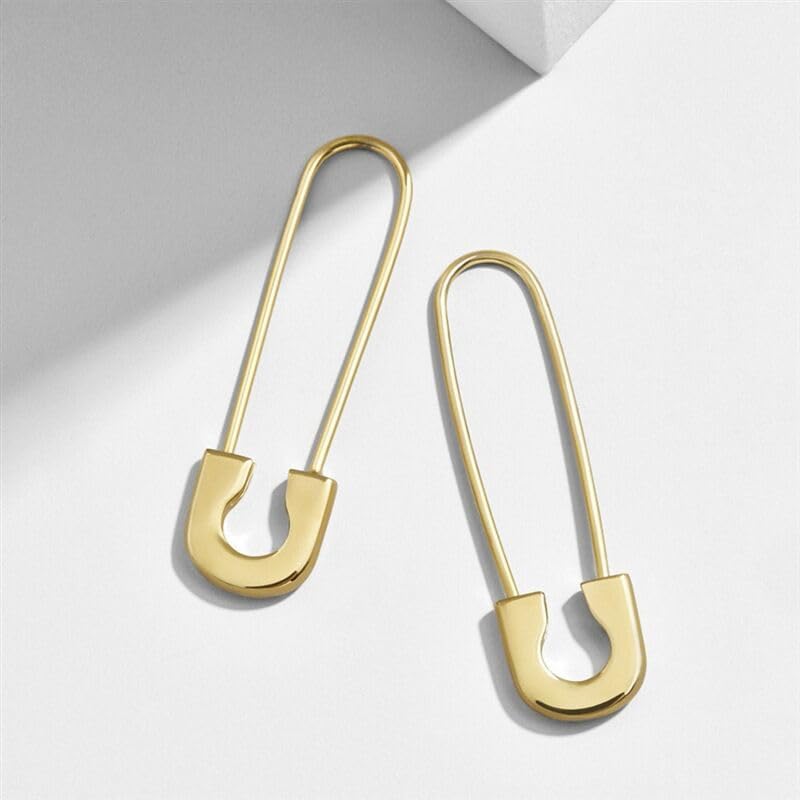 ONLYJUMP Minimalist Safety Pin Earrings for Women Lock Shape Hoop Dangle Drop Earrings Cartilage Sterling Silver Big Hoop Earrings Geometri Huggie Hoop Earrings Statement Jewelry Gifts - Image 3