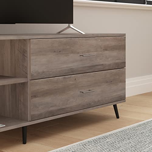 Taylor & Logan June Mid Century Modern Media Console With Adjustable Shelf And Storage Drawers, 65", Walnut #TOP7