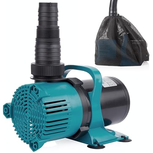 Alpine Corporation 5600 GPH Vortex Submersible Water Pump 20 Ft Cord for Ponds, Fountains and Water Circulations, Quiet Operation Vertical/Horizontal, 22.5 Ft Lift 324 Watts, Black/Teal
