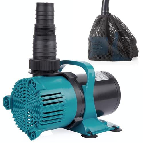 Image of Alpine Corporation 4700 GPH Vortex Submersible Water Pump with 20 Ft Cord for Ponds, Fountains and Water Circulations, Quiet Operation Vertical /Horizontal, 18.5 Ft Lift 216 Watts, Black /Teal
