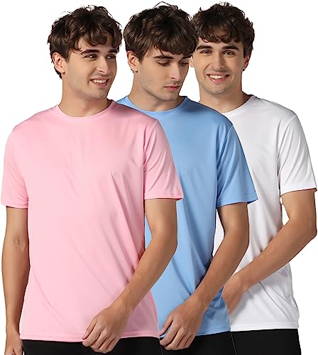 Image of INKKR Men's Short Sleeve Round Neck Dry Fit Multicolor T-Shirt Combo