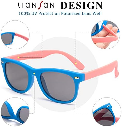 LianSan Rubber Polarized Sunglasses 100% UV 400 protection Unbreakable Flexible safety for Baby Children Girls Boys Age 3-12