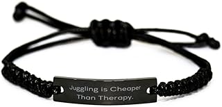 Mugart Nice Juggling Black Rope Bracelet, Juggling is Cheaper Than Therapy, Unique for Friends, Holiday