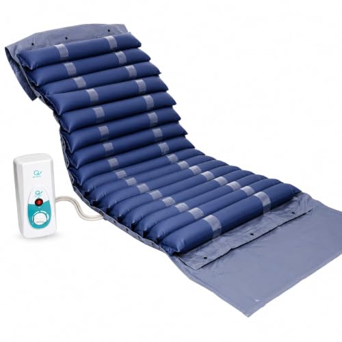 Image of Q Devices Portable Anti-Decubitus Air Mattress with Pump - Alternating Pressure Therapy System for Hospital & Home Care, Bed Sore Prevention & Pressure Ulcer Relief Medical Air Mattress Overlay