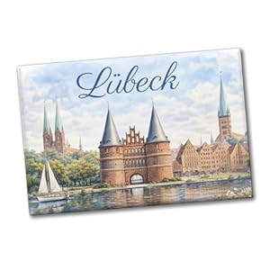 Lübeck Stadtansicht Souvenir Magnet mit Backsteintor für Reisen und Sammler Souvenir Magnet mit Backsteinmotiv