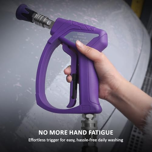 Image of Swivel Gun Pro - High Pressure Trigger with 3 /8 inch Male Plug, 1 /4 inch Stainless Steel Automatic Quick Connect Coupler, 25 Nozzle Guard - Power Washer Gun with M22 Fittings