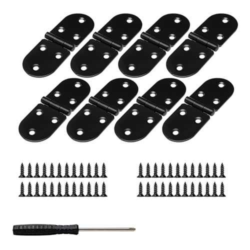Sxutop 8 Pièces Charnières Table Pliante Bord Arrondi Charnière Flip à 270 degrés Rabat Noir Exterieur Charnière Meuble avec Vis et Tournevis