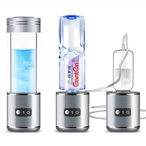 Generador Agua hidrogenada 350 ml Botella Agua ionizada e hidrogenada con inhalador y Adaptador Botella Agua alcalina hidrógeno portátil Botella Vidrio Recargable