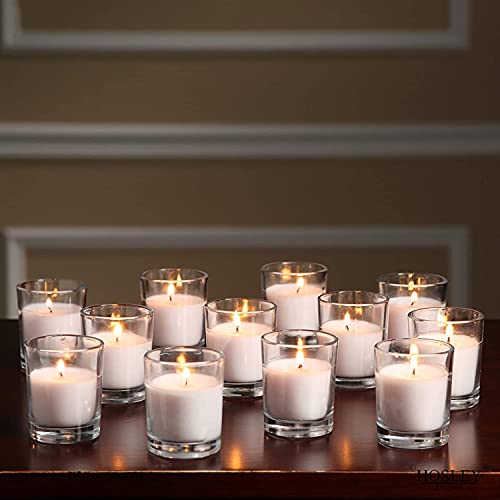 Image of Hosley's Set of 72 Ivory Unscented Glass Filled Votive Candles, Hand Poured Wax Candle Ideal Gifts for Aromatherapy Spa Weddings Birthdays Holidays Party