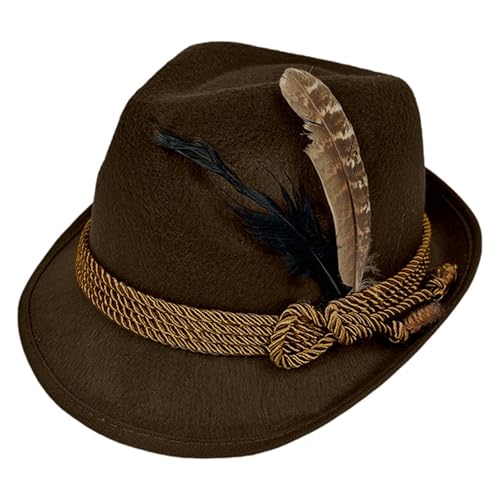 Generisch Oktoberfest Hut Damen - Trachtenhut Herren Karneval Accessoires Trachten Filzhut Bayerischer Hüte Cowboy Tiroler Party Fedora Mittelalter Damenhut