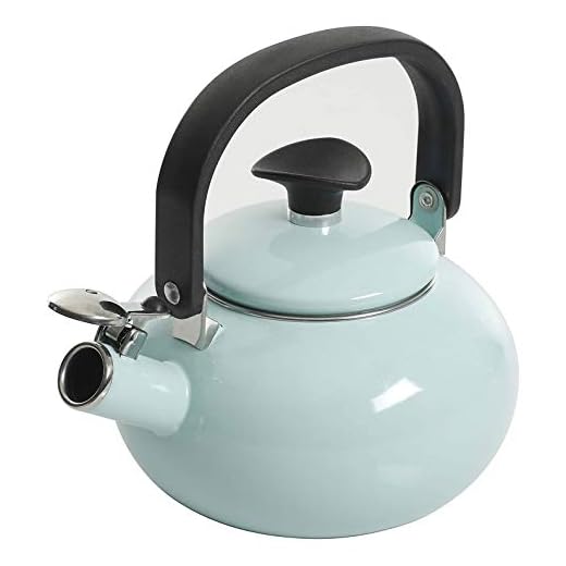 Kenmore Broadway Enamel on Steel Tea Kettle, 1.5-quart, Glacier Blue