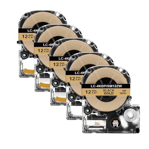 SS12KW LK-4WBN Compatible With Label LW-300 400 For ST12KW SC12RW SC12YW 5 PACK / 10 PACK(5PK Black on Gold)