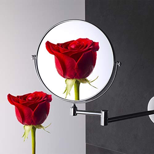 Miroir de maquillage mural double face rond de 15,2 cm extensible